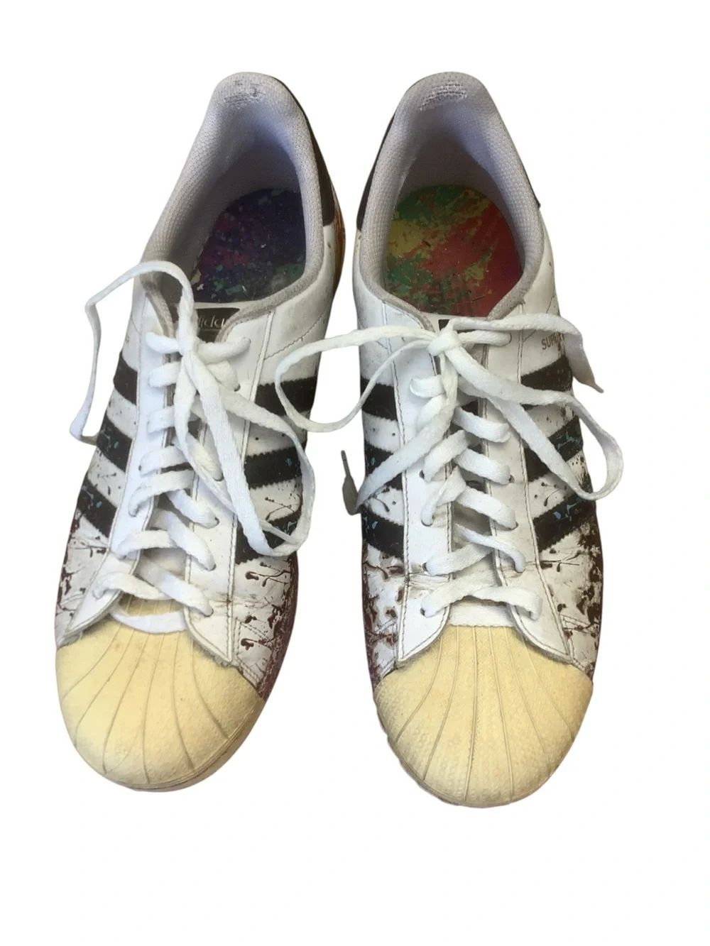 Adidas Superstar Pride Edition Sneakers Rainbow Paint Splatter Shell Toe 11.5